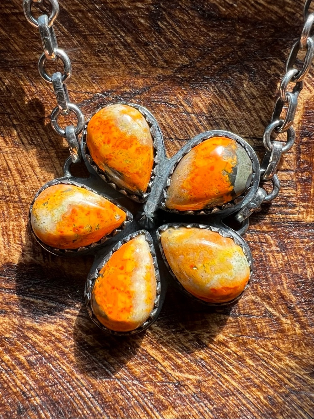 925 Sterling Silver Bumblebee Jasper Flower Choker Necklace | Southwestern